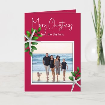 Burgundy Christmas Photo Message Folded Cards by holiday_store at Zazzle