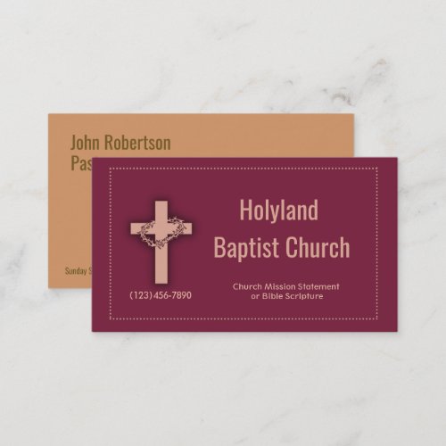 Burgundy Church Cross Thorn Crown Business Cards