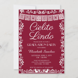 Burgundy Cielito Lindo Graduation Party Invitation