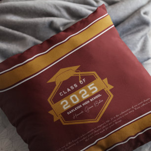Burgundy Class of 2025 Graduation Keepsake Throw Pillow