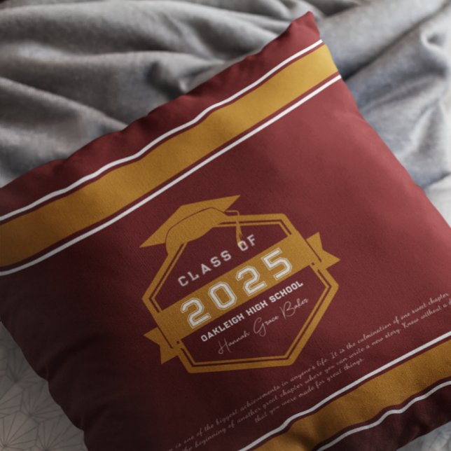 Burgundy | Class of 2025 Graduation Keepsake Throw Pillow (Creator Uploaded)