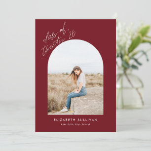 Burgundy Class of 2026 Arch Photo Graduation Announcement