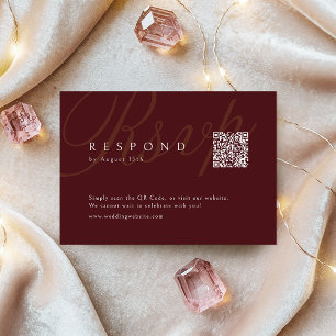 Burgundy Classic Elegance Wedding QR code RSVP Card