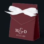 Burgundy Classic Modern Monogram Wedding Favor Boxes<br><div class="desc">Burgundy Classic Modern Monogram Wedding Favor Boxes</div>