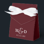 Burgundy Classic Modern Monogram Wedding Favor Boxes<br><div class="desc">Burgundy Classic Modern Monogram Wedding Favor Boxes</div>