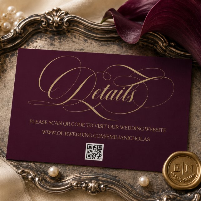 Burgundy Classic Simple Wedding Enclosure Card (Creator Uploaded)