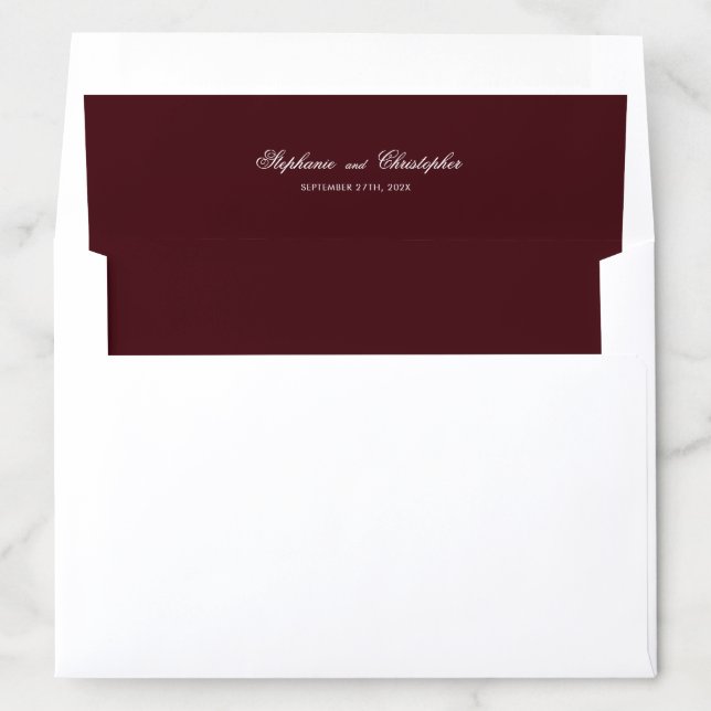 Burgundy Classic Wedding  Envelope Liner (In Envelope)