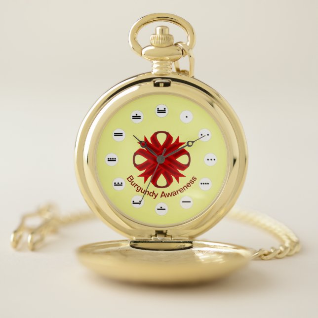 Burgundy Clover Ribbon (Mf) by K Yoncich Pocket Watch (Inside)