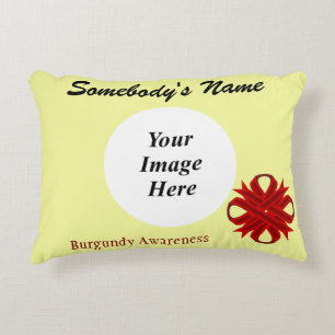 Burgundy Clover Ribbon Tmpl by Kenneth Yoncich Accent Pillow