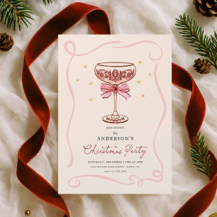 Burgundy Cocktail Christmas Party Invitation