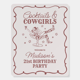 Burgundy Cocktail Cowgirls Rodeo Birthday Welcome Foam Board