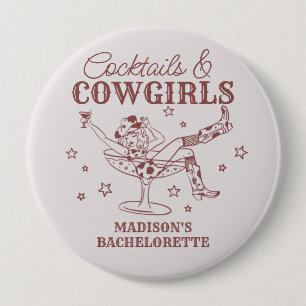 Burgundy Cocktails and Cowgirls Bachelorette Favor Button