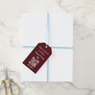 Burgundy Coffee Gift Tag QR Code Enjoy Sip