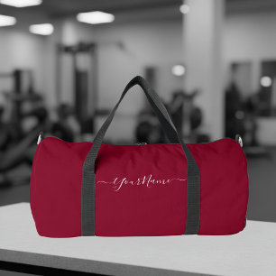 burgundy color-elegant script duffle bag