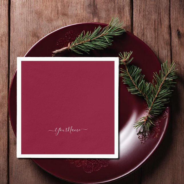 burgundy color-elegant script  napkins (Creator Uploaded)
