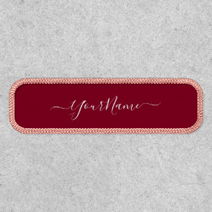 burgundy color-elegant script patch