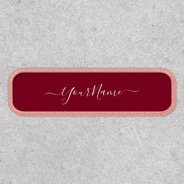 burgundy color-elegant script  patch (Front)
