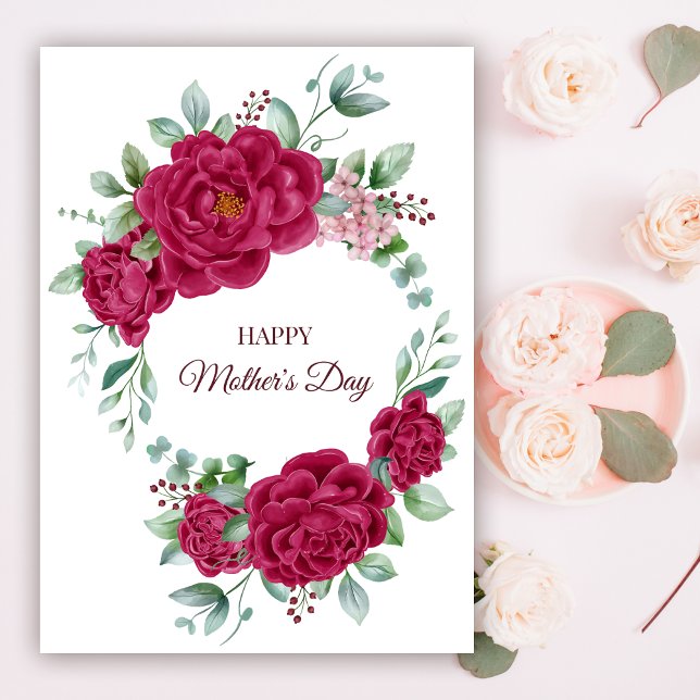 Burgundy Color Peonies Happy Mother's Day  Postcard (Creator Uploaded)
