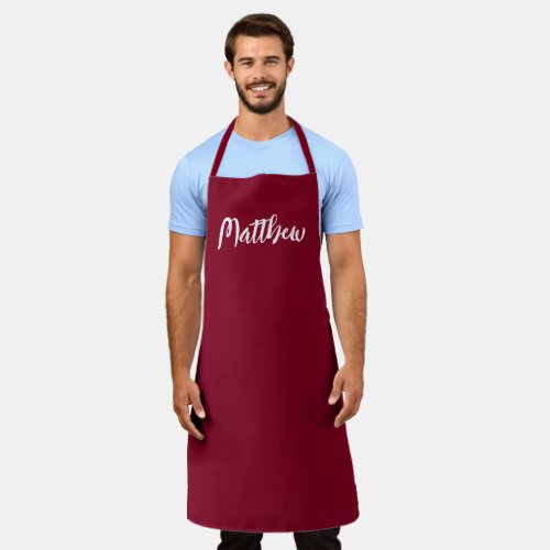 burgundy color   _ personalized apron