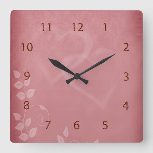 Burgundy Color Vintage Square Wall Clock