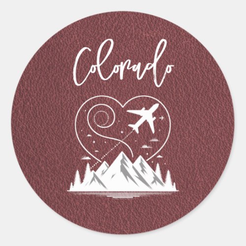 Burgundy Colorado Passport  Classic Round Sticker