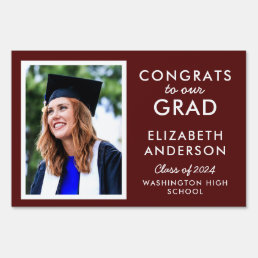 Burgundy Congrats to Our Grad Graduation Yard Sign