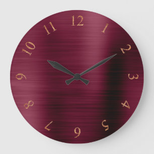 Burgundy Copper Metallic Rose Gold US UK Numbers Large Clock