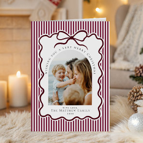 Burgundy Coquette Family Photo Christmas Holiday Card