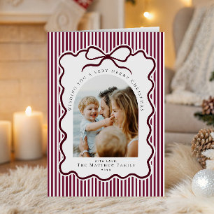 Burgundy Coquette Family Photo Christmas Holiday Card