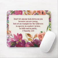 Office Desk Accessories, Personalized Mouse Pad, Office Decor for Women,  Watercolor Burgundy Floral Mouse Pad, Personalized Gift 