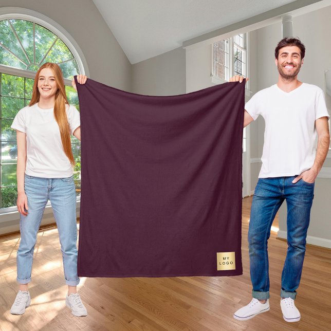 Burgundy corporate logo custom company gift fleece blanket (Creator Uploaded)