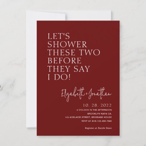 Burgundy Couple Shower Before They Say I Do Invitation