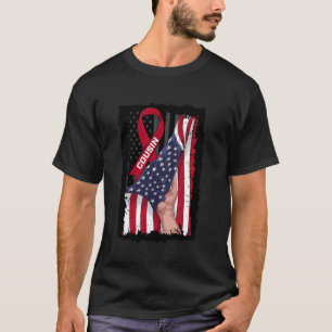 Burgundy Cousin Multiple Myeloma Awareness Ribbon T-Shirt