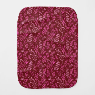 Burgundy Cranberry and Pink Spring Leaf Pattern Baby Burp Cloth