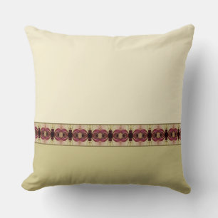 Burgundy Cream and Pink Throw Pillow