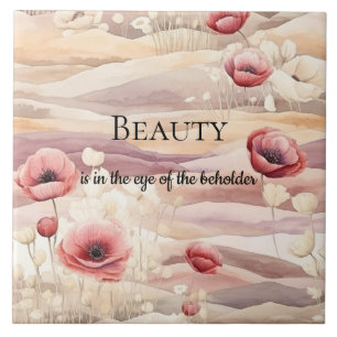 Burgundy Cream Blush Floral Bridal Shower Ceramic Tile