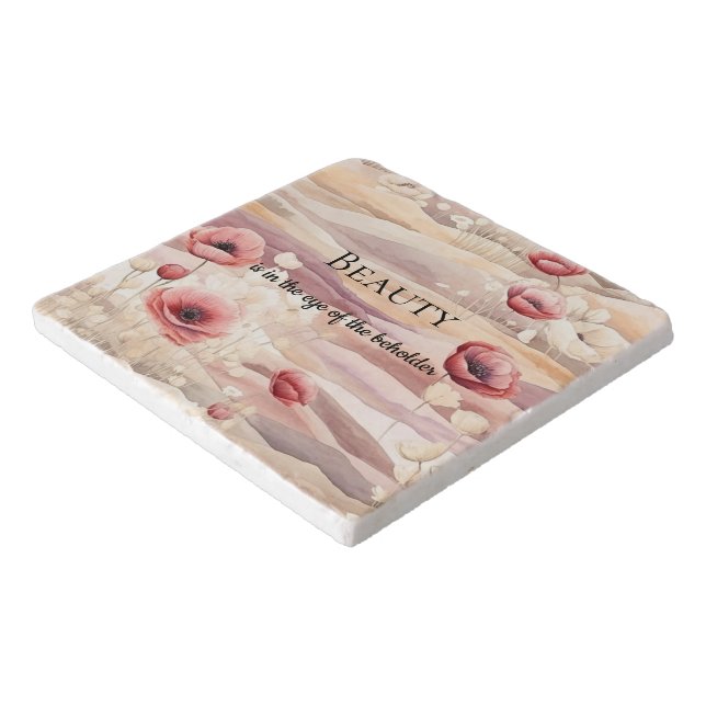 Burgundy Cream Blush Floral Bridal Shower Trivet (Corner)