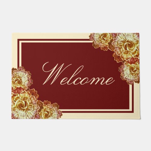 Burgundy  Cream Elegance 24x36 Door Mat