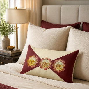 Burgundy & Cream Elegance Lumbar Pillow - No 1