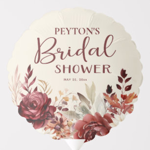 Burgundy Cream Floral Bridal Shower Balloon