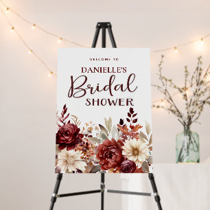 Burgundy Cream Floral Bridal Shower Foam Board