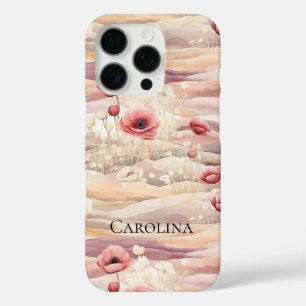 Burgundy Cream Floral Spring Meadow iPhone 16 Pro Case