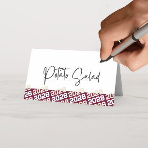 Burgundy & Cream Graduation Year Folding Food or Place Card