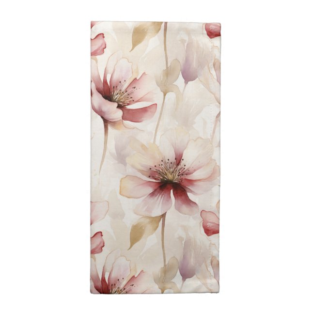 Burgundy Cream Lavender Floral Bridal Shower Cloth Napkin (Half Fold)
