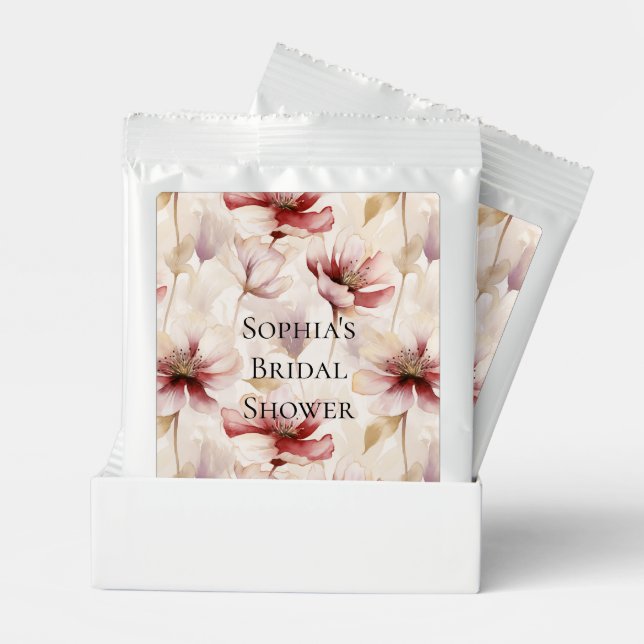 Burgundy Cream Lavender Floral Bridal Shower Lemonade Drink Mix (Pair)