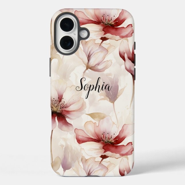 Burgundy Cream Lavender Floral Case-Mate iPhone Case (Back)