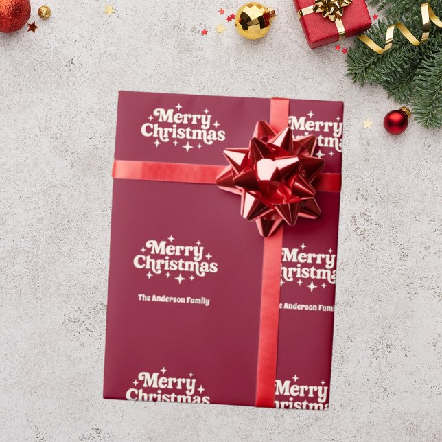 Burgundy cream Merry Christmas favor Wrapping Paper (Creator Uploaded)