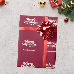 Burgundy cream Merry Christmas Wrapping Paper