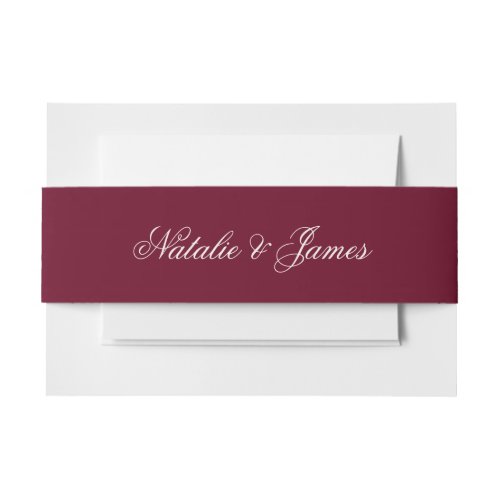 Burgundy Cream Old Money Boho Wedding Invitation Belly Band