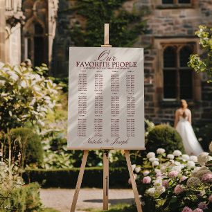 Burgundy Cream Old Money Wedding Seating Charts Foam Board